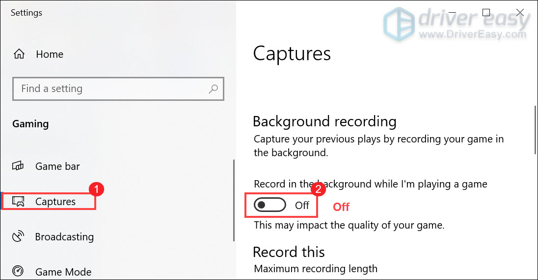 disable background recording