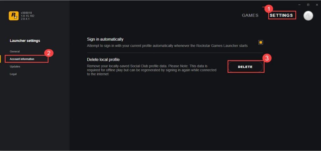 delete Rockstar launcher profiles