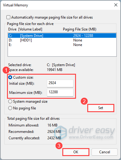 reset virtual memory