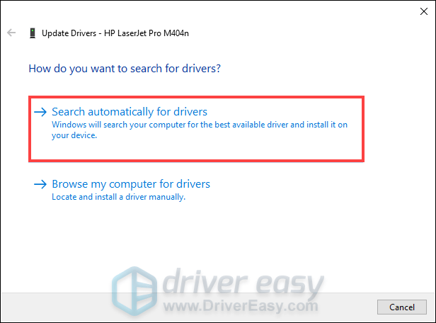 update printer driver via the Device Manager