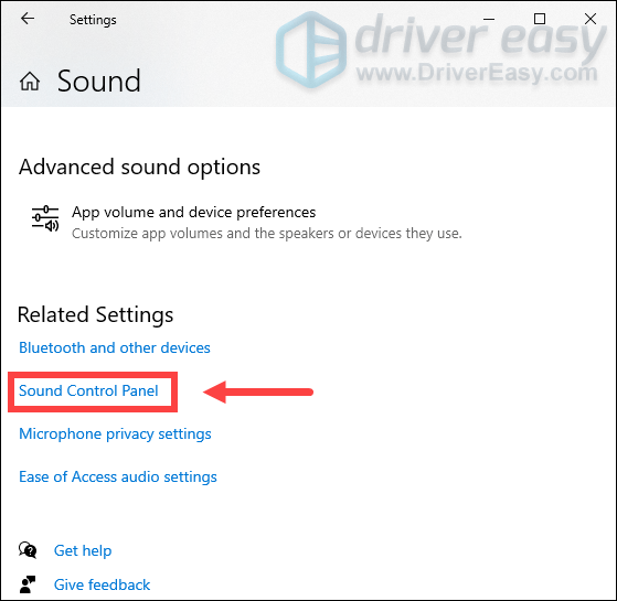 open Sound Control Panel